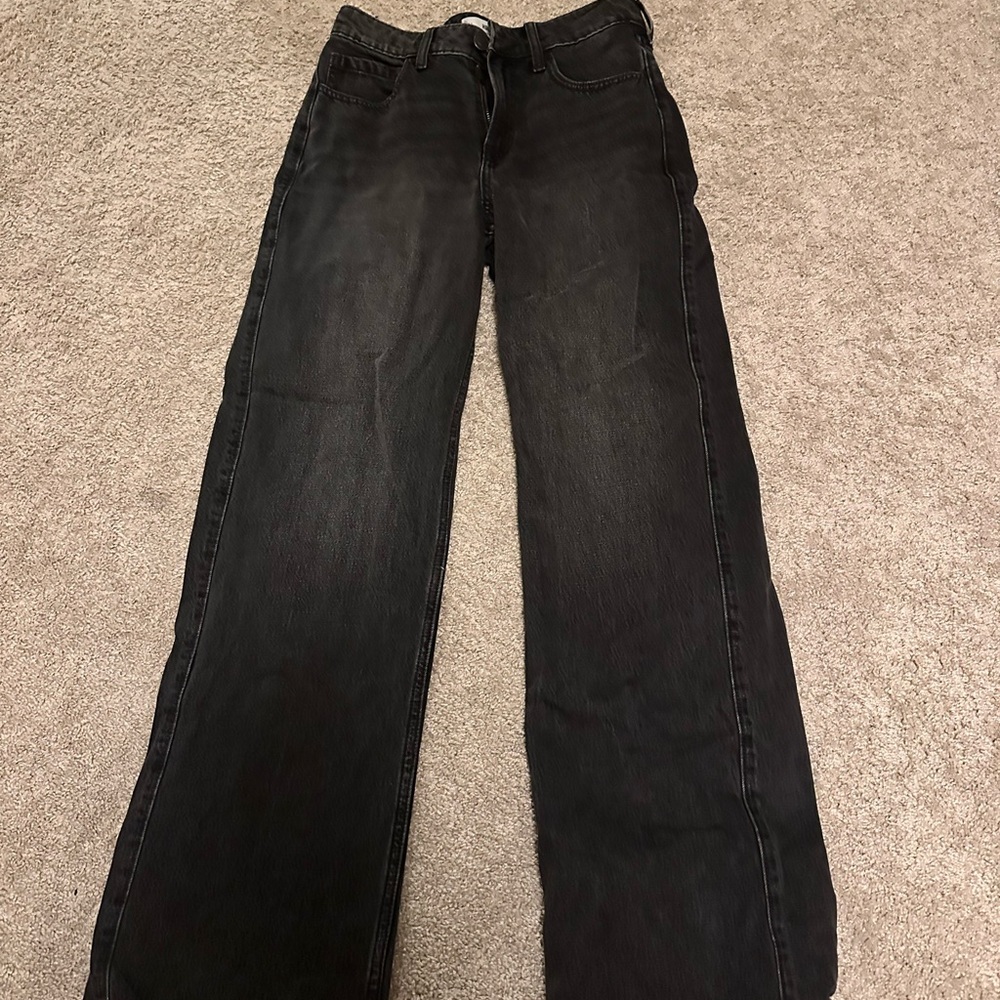 Hollister Women's Long High-Rise Baggy Black Jeans